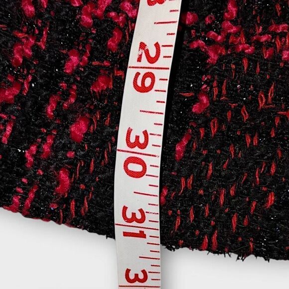 Lane Bryant Tweed Coat Sz 18/20 Black Red Plaid Shimmer Jacket - Picture 12 of 13